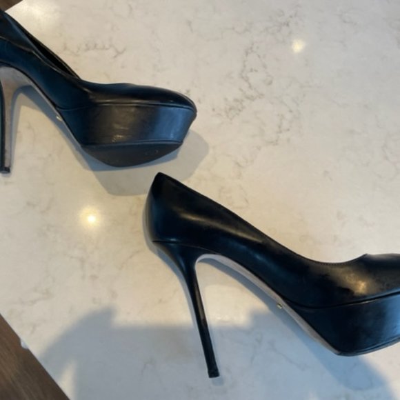 Sergio Rossi Vero Cuoio Peep toe Black Stilettos, New - Picture 4 of 10